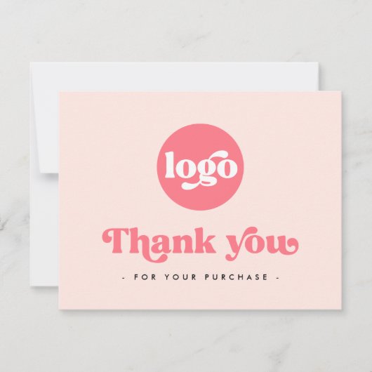 Retro boho add logo blush roze bedankje bedankkaart (Voorkant)