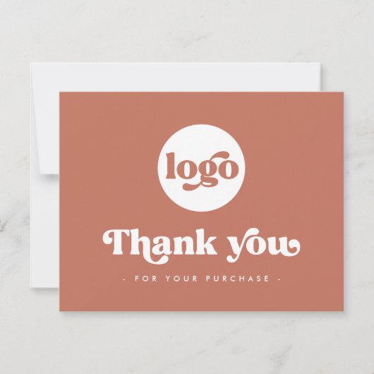 Retro boho add logo terracotta bedankje bedankkaart (Voorkant)