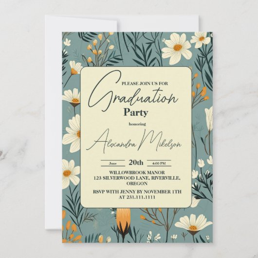 Retro Boho Afstudeerfeest Kaart (Voorkant)