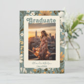 Retro Boho Afstudeeruitnodiging Kaart (Staand voorkant)