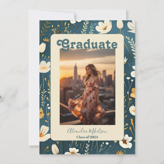 Retro Boho Afstudeeruitnodiging Kaart (Voorkant)