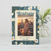 Retro Boho Afstudeeruitnodiging Kaart (Staand voorkant)