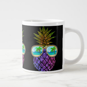 Retro boho ananas met zonnebril grote koffiekop