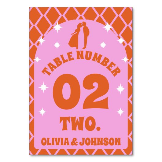 Retro Boho Arch Roze Sinaasappel Paar's Foto Kaart (Voorkant)