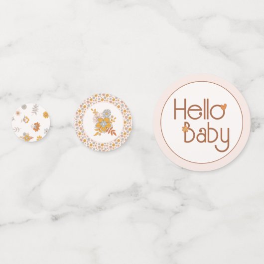 Retro Boho Baby shower Hallo Baby Confetti (Achterkanten)