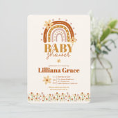 Retro Boho Baby shower uitnodiging (Staand voorkant)