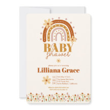 Retro Boho Baby shower uitnodiging