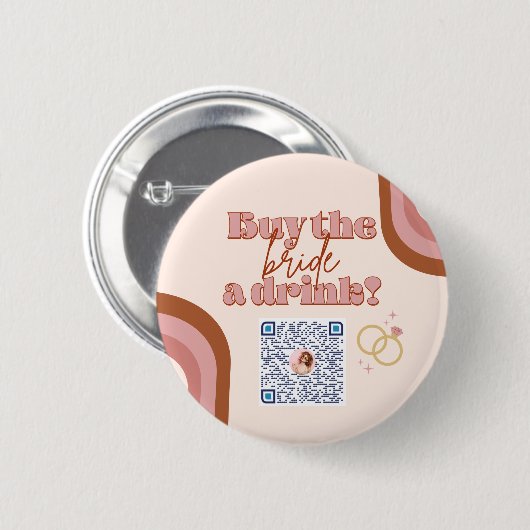 Retro Boho Bachelorette Party Venmo QR Code Pin Ronde Button 5,7 Cm (Voorkant /achterkant)
