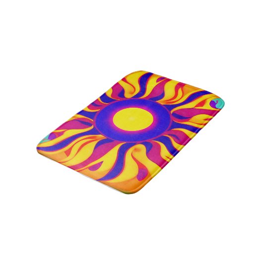 Retro Boho badmat Trippy Sunburst Hippie  (Gekanteld)