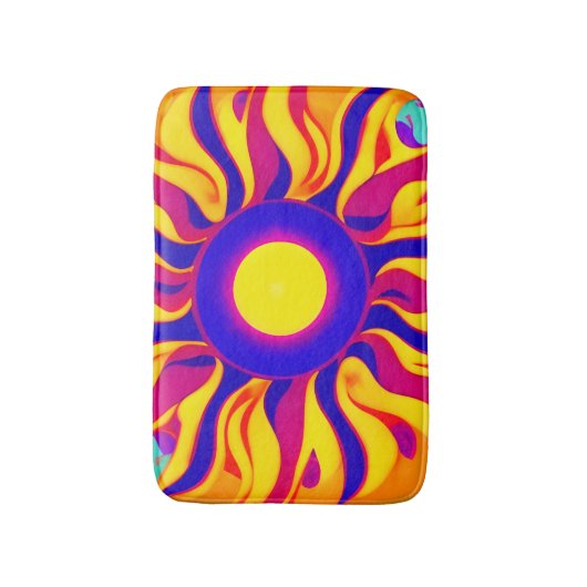 Retro Boho badmat Trippy Sunburst Hippie (Voorkant Verticaal)