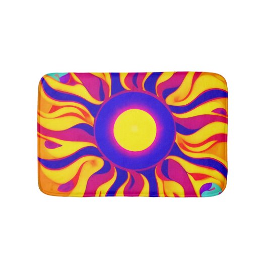 Retro Boho badmat Trippy Sunburst Hippie  (Voorkant)