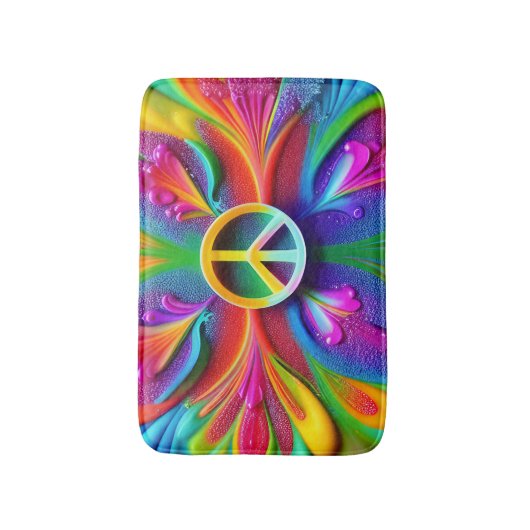Retro Boho Badmat Vredesbord Hippie (Voorkant Verticaal)