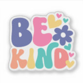 Retro Boho Be Kind  – Colorful Groovy Flower Heart Sticker (Voorkant)
