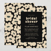 Retro Boho Black White Floral Vrijgezellenfeest Kaart (Voorkant / Achterkant)