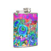 Retro boho blauw paarse roze bloemen heupfles (Rechts)