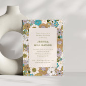 Retro Boho Blauwgroen Bruin Bloemen Schattige Vrij Kaart