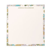 Retro Boho Blauwgroen Floral Cute Baby shower Notitieblok (Voorkant)