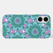 Retro Boho Blauwgroen Mandala Flower Pattern Case-Mate iPhone Case (Achterkant (horizontaal))