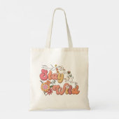 Retro Boho Blijf in het wild, Floral Wildflower es Tote Bag (Achterkant)