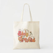 Retro Boho Blijf in het wild, Floral Wildflower es Tote Bag (Voorkant)
