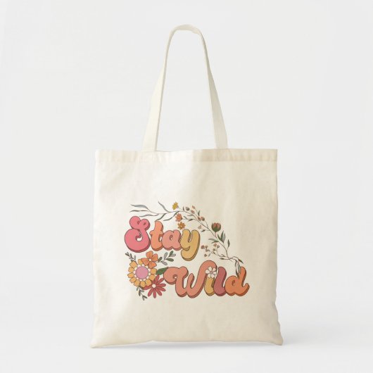Retro Boho Blijf in het wild, Floral Wildflower es Tote Bag (Voorkant)