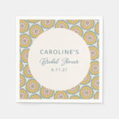 Retro Boho Bloem Geel Aangepaste Bruidsdouche Servet (Voorkant)