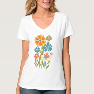 Retro Boho Bloem Illustratie  T-shirt