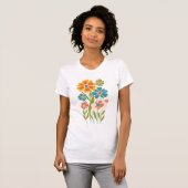Retro Boho Bloem Illustratie T-shirt (Voorkant volledig)