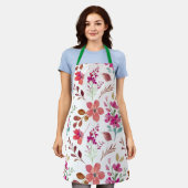 Retro Boho Bloem Motief Keuken Schort (Gedragen)