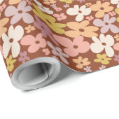 Retro Boho Bloem Power Patroon Cadeaupapier (Rol Hoek)