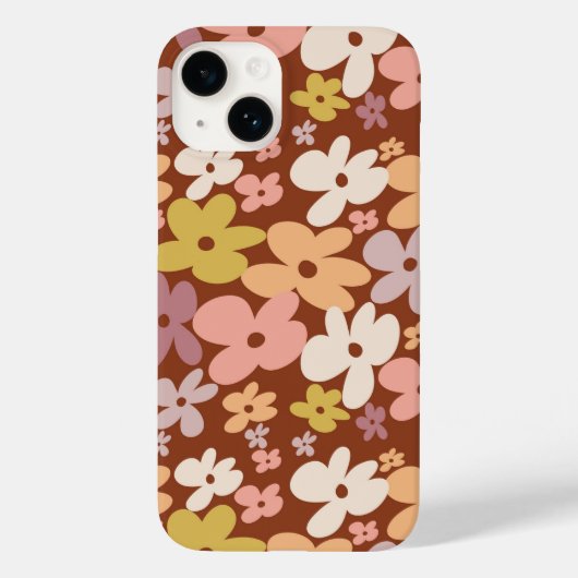 Retro Boho Bloem Power Patroon Case-Mate iPhone Case (Achterkant)