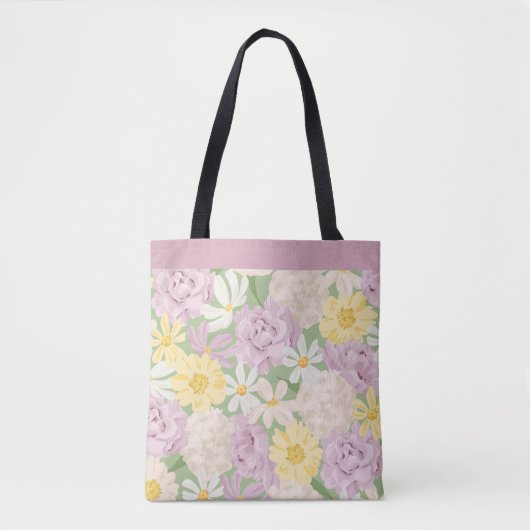 Retro Boho Bloem Tuin Grote Bureaumat Tas  (Voorkant)