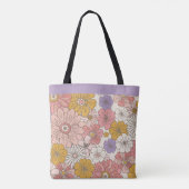 Retro Boho Bloem Tuin Grote Bureaumat Tote Bag (Achterkant)