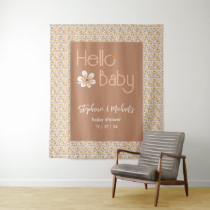 Retro Boho Bloemen Baby shower Achtergrond Tapestr Wandkleed