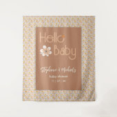Retro Boho Bloemen Baby shower Achtergrond Tapestr Wandkleed (Voorkant)