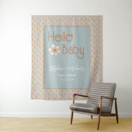 Retro Boho Bloemen Baby shower Achtergrond Tapestr Wandkleed