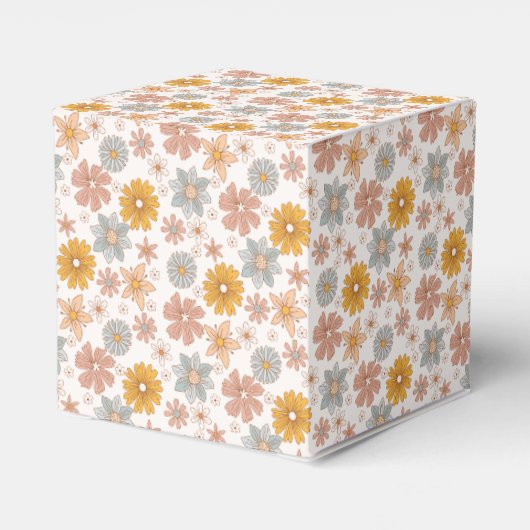 Retro Boho Bloemen Baby shower Dank u Cadeau Bedankdoosjes (Achterkant)