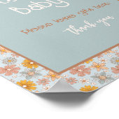 Retro Boho Bloemen Baby shower Tekens Poster (Hoek)