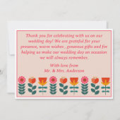 Retro Boho Bloemen Bold & Heldere Kleurrijke Bruil Bedankkaart (Achterkant)
