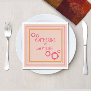 Retro Boho Bloemen Bold & Heldere Kleurrijke Bruil Servet