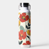 Retro Boho Bloemen Botanische Bloemen Patroon Waterfles (Voorkant)