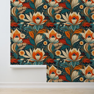 Retro Boho  Bloemen Groot Behang