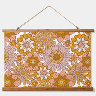 Retro Boho Bloemen Hout Top Wandtapijt Hangend Wandkleed