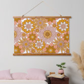 Retro Boho Bloemen Hout Top Wandtapijt Hangend Wandkleed (Slaapkamer)