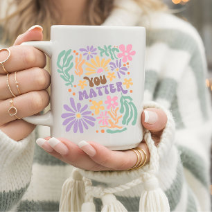 Retro Boho Bloemen Je Mentale Gezondheid Maakt Men Koffiemok