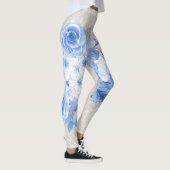 Retro Boho Bloemen Leggings voor Dames Blauwe Bloe (Rechts)