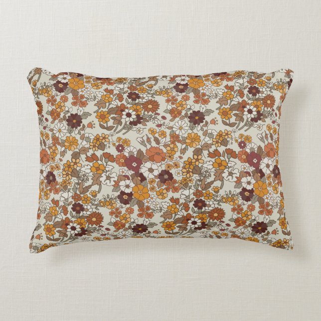 Retro boho bloemen patroon accent kussen (Voorkant)