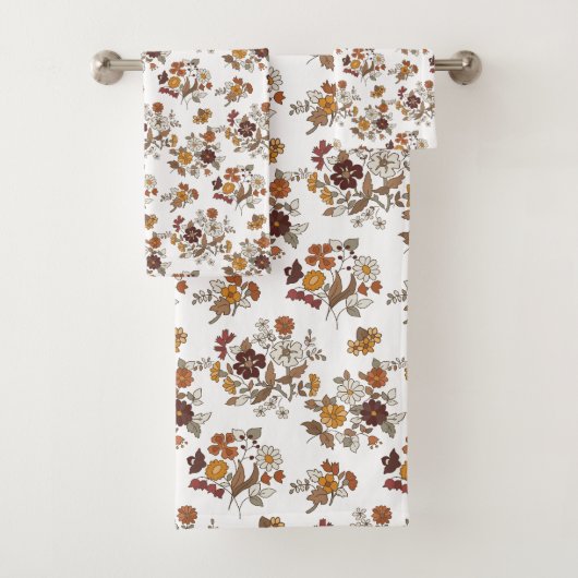 Retro boho bloemen patroon bad handdoek (Insitu)