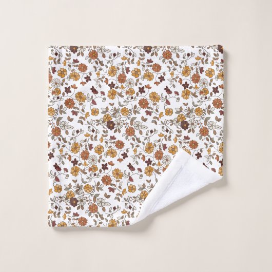 Retro boho bloemen patroon bad handdoek (Wasdoekje)