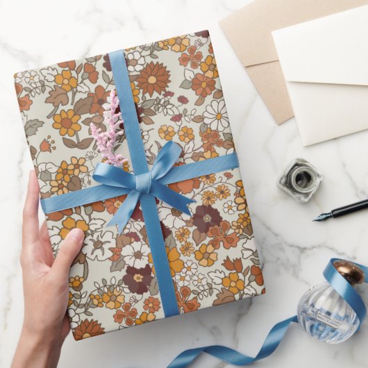Retro boho bloemen patroon cadeaupapier (Geschenken)